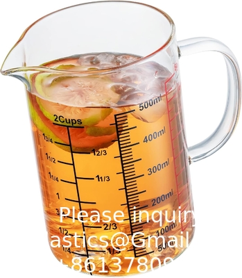 Coupe à mesurer en verre [Gamme isolée, tuyau en forme de V] en verre borosilicate pour cuisine