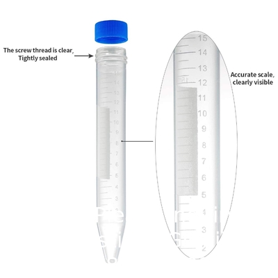 Tubes à centrifugeuse coniques de 15 ml, tubes à essai en plastique stérile avec capuchon à vis, récipient en polypropylène avec gradué