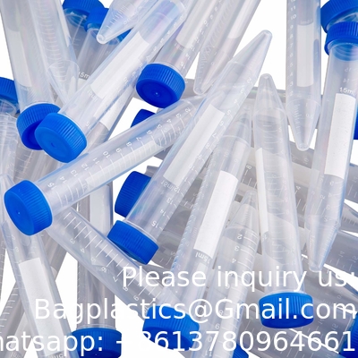 Tubes à centrifugeuse coniques de 15 ml, tubes à essai en plastique stérile avec capuchon à vis, récipient en polypropylène avec gradué