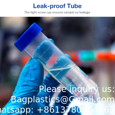 Tubes de centrifugeuse coniques 50 ml, EO Polypropylène stérile Caps à vis étanches, Gradués et marques d'écriture
