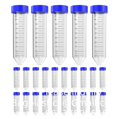Tubes de centrifugeuse coniques 50 ml, EO Polypropylène stérile Caps à vis étanches, Gradués et marques d'écriture