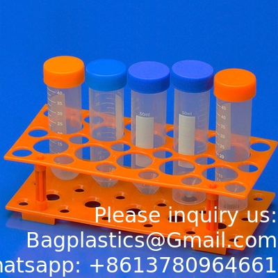 Étagère de tube d'essai, porte-tubes de centrifugeuse (2 paquets - bleu et orange) pour 10 ml, 15 ml, 50 ml, support en plastique amovible