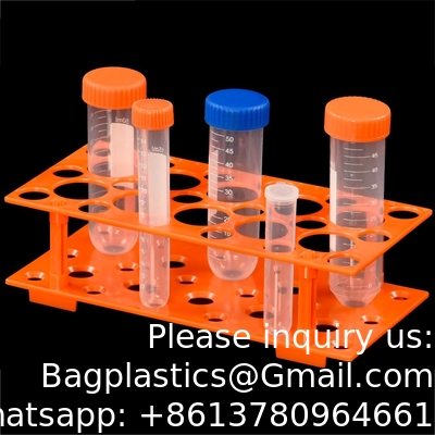 Étagère de tube d'essai, porte-tubes de centrifugeuse (2 paquets - bleu et orange) pour 10 ml, 15 ml, 50 ml, support en plastique amovible