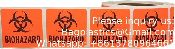 Étiquettes de sécurité de danger biologique 2 x 2 pouces carrés adhésifs autocollants de chapeau dur, étiquettes d'avertissement de danger biologique pour les laboratoires