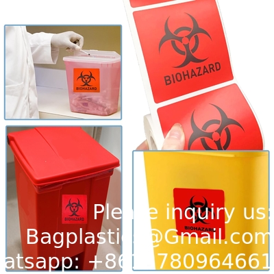 Étiquettes de sécurité de danger biologique 2 x 2 pouces carrés adhésifs autocollants de chapeau dur, étiquettes d'avertissement de danger biologique pour les laboratoires