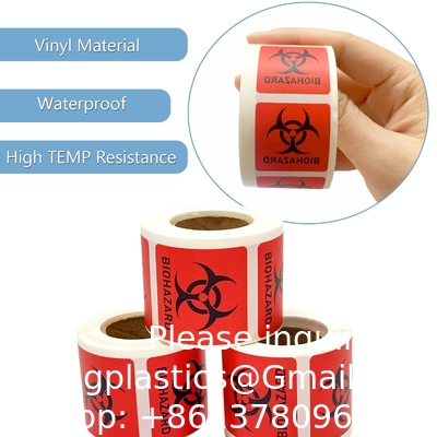 Étiquettes de sécurité de danger biologique 2 x 2 pouces carrés adhésifs autocollants de chapeau dur, étiquettes d'avertissement de danger biologique pour les laboratoires