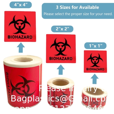 Étiquettes de sécurité de danger biologique 2 x 2 pouces carrés adhésifs autocollants de chapeau dur, étiquettes d'avertissement de danger biologique pour les laboratoires