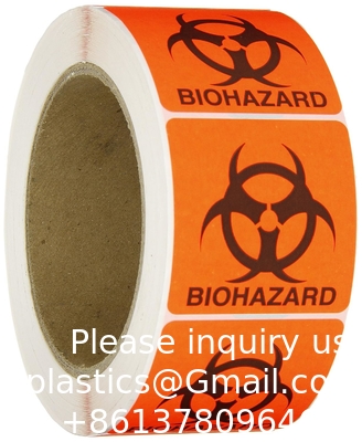 Étiquettes de sécurité de danger biologique 2 x 2 pouces carrés adhésifs autocollants de chapeau dur, étiquettes d'avertissement de danger biologique pour les laboratoires
