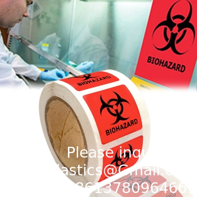 Étiquettes de sécurité de danger biologique 2 x 2 pouces carrés adhésifs autocollants de chapeau dur, étiquettes d'avertissement de danger biologique pour les laboratoires