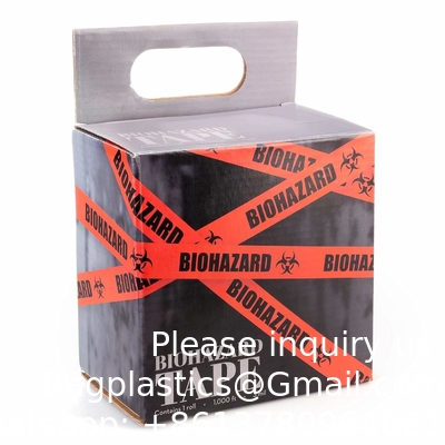 Tape d'avertissement sur les risques biologiques avec empreinte noire, légende &quot;Biohazard&quot; (avec logo), 55 yards. Longueur x 2 &quot;largeur, 3 &quot;diamètre du noyau