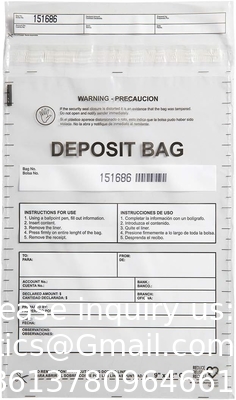 Sacs de dépôt clairs, sacs à preuve de falsification, poche bancaire de sécurité, transport.