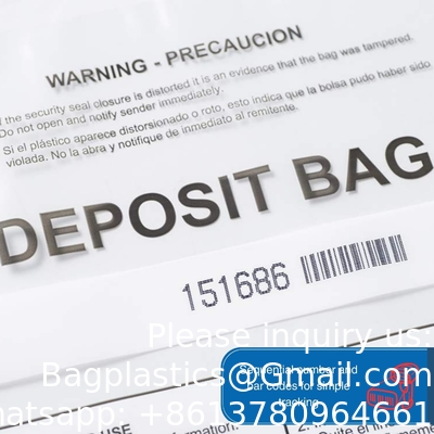Sacs de dépôt clairs, sacs à preuve de falsification, poche bancaire de sécurité, transport.