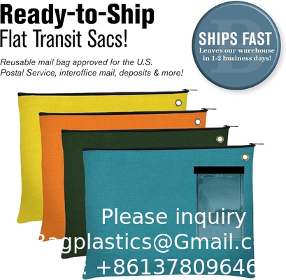 Canvas Interoffice Mailer, 14 onces. 14W x 11H. Sac de transport. Gros sac fermeture à glissière avec grommet. Utiliser avec cadenas.