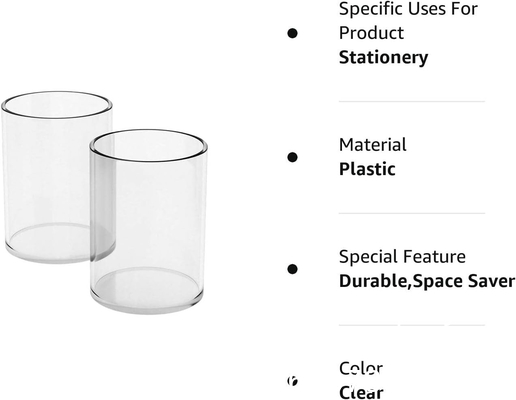 Porteur de stylo acrylique 2 Pack,Clear Bureau crayon tasse de papeterie organisateur pour bureau accessoire de bureau -Ronde