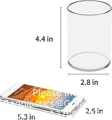 Porteur de stylo acrylique 2 Pack,Clear Bureau crayon tasse de papeterie organisateur pour bureau accessoire de bureau -Ronde