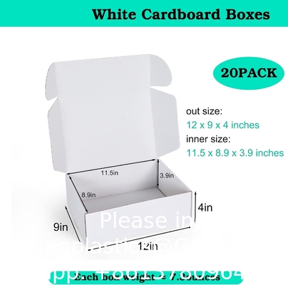 Boîtes à lettres en carton ondulé blanc, boîtes à lettres moyennes pour l'emballage des petites entreprises