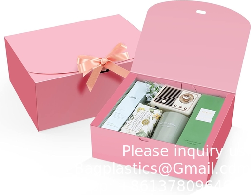 Boîtes cadeaux avec couvercles, boîtes cadeaux roses 10X8X4 pouces, boîte de proposition de demoiselle d'honneur avec ruban, boîtes de papier Kraft pour mariage