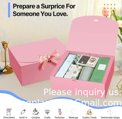 Boîtes cadeaux avec couvercles, boîtes cadeaux roses 10X8X4 pouces, boîte de proposition de demoiselle d'honneur avec ruban, boîtes de papier Kraft pour mariage