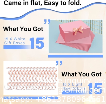 Boîtes cadeaux avec couvercles, boîtes cadeaux roses 10X8X4 pouces, boîte de proposition de demoiselle d'honneur avec ruban, boîtes de papier Kraft pour mariage