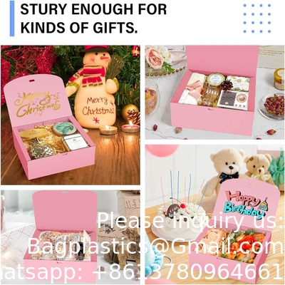 Boîtes cadeaux avec couvercles, boîtes cadeaux roses 10X8X4 pouces, boîte de proposition de demoiselle d'honneur avec ruban, boîtes de papier Kraft pour mariage