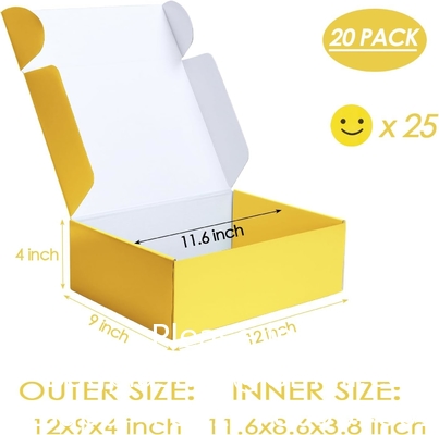 Boîtes jaunes, boîtes cadeaux en carton avec couvercle pour emballer des cadeaux aux femmes, courrier ondulé