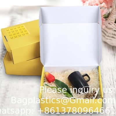 Boîtes jaunes, boîtes cadeaux en carton avec couvercle pour emballer des cadeaux aux femmes, courrier ondulé
