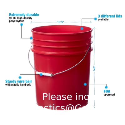 Un seau avec couvercle de Gamma Seal, HDPE, de qualité alimentaire rouge sans BPA