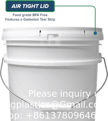 5 gallons de seau blanc et couvercle - Durable 90 Mil tout usage seau - qualité alimentaire - plastique sans BPA (5 Gal. W/couvercles - 6pk)