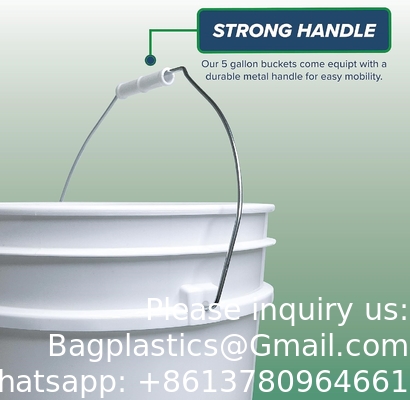 5 gallons de seau blanc et couvercle - Durable 90 Mil tout usage seau - qualité alimentaire - plastique sans BPA (5 Gal. W/couvercles - 6pk)