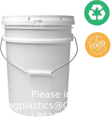 5 gallons de seau blanc et couvercle - Durable 90 Mil tout usage seau - qualité alimentaire - plastique sans BPA (5 Gal. W/couvercles - 6pk)