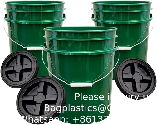 7 gallons de seau noir de qualité alimentaire + couvercles gamma, stockage dans un conteneur sans BPA, seaux HDPE durables