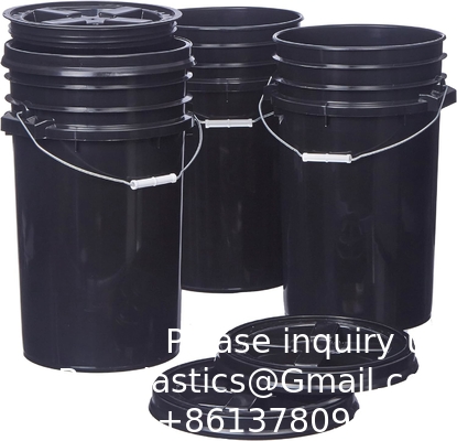7 gallons de seau noir de qualité alimentaire + couvercles gamma, stockage dans un conteneur sans BPA, seaux HDPE durables