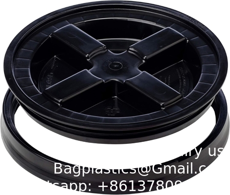 7 gallons de seau noir de qualité alimentaire + couvercles gamma, stockage dans un conteneur sans BPA, seaux HDPE durables