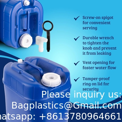 Récipients de stockage d'eau empilés avec couvercles, kit de stockage d'eau d'urgence, robinets et bouteilles de conservateur d'eau