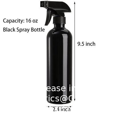 Bouteilles de pulvérisation en plastique noir pour les solutions de nettoyage 16 oz (emballage de 4), pulvérisation vide rechargeable réutilisable