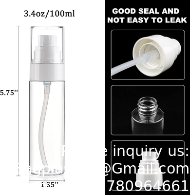 Flasque à pulvériser Flasques à pulvériser en plastique 3,4 oz/100 ml 2 paquets Pulvérisateur de maquillage TSA approuvé Cosmétique vide Remplaçable