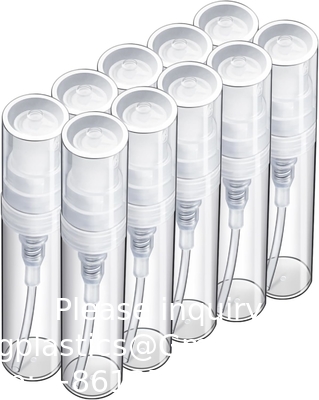 3 ml de flacon à pulvériser mini, 10 paquets 3 ml de flacon à pulvériser en plastique clair mini vide, brume fine, mini flacon de parfum rechargeable