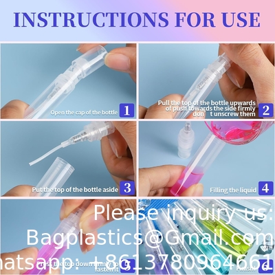 3 ml de flacon à pulvériser mini, 10 paquets 3 ml de flacon à pulvériser en plastique clair mini vide, brume fine, mini flacon de parfum rechargeable