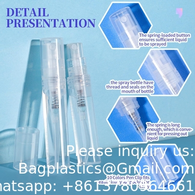3 ml de flacon à pulvériser mini, 10 paquets 3 ml de flacon à pulvériser en plastique clair mini vide, brume fine, mini flacon de parfum rechargeable