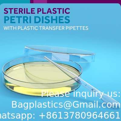Disques de Petri stériles avec couvercle (90 x 15 mm), pipettes en plastique de 2 ml pour analyse en laboratoire, projets scolaires, prélèvements sanguins