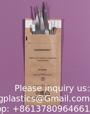 Outil de salon des ongles Stérilisateur à chaleur sèche Sacs 75*150mm Sacs de stérilisation jetables Stérilisateur autoclave Sacs en papier