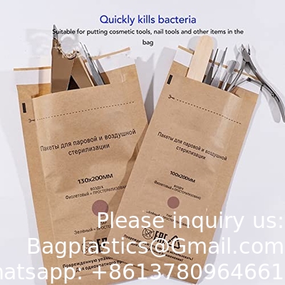 Outil de salon des ongles Stérilisateur à chaleur sèche Sacs 75*150mm Sacs de stérilisation jetables Stérilisateur autoclave Sacs en papier