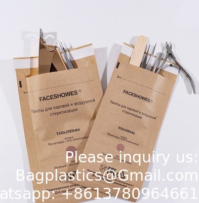 Outil de salon des ongles Stérilisateur à chaleur sèche Sacs 75*150mm Sacs de stérilisation jetables Stérilisateur autoclave Sacs en papier