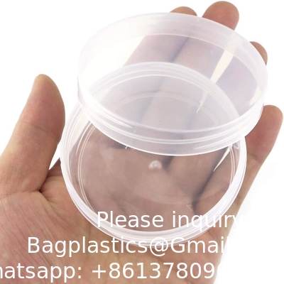 Contenants de stockage de perles en plastique glacé rond clair boîtier avec couvercle à vis, cylindre contenant des perles empilables