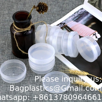 Contenants de stockage de perles en plastique glacé rond clair boîtier avec couvercle à vis, cylindre contenant des perles empilables
