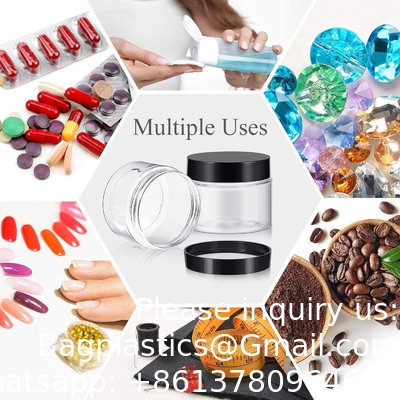 Boîtes en plastique rondes, transparentes et imperméables Boîtes en plastique avec couvercle pour le stockage de voyage, ombre pour les yeux, ongles, peinture