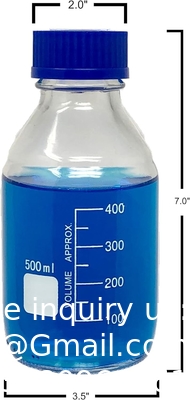 Réactif scientifique pour l'eau de laboratoire 500 ml bouteilles de verre rondes pour le stockage des médias avec bouchon à vis GL45, verre borosilicate
