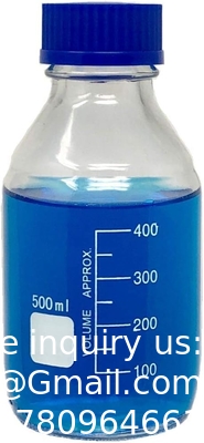 Réactif scientifique pour l'eau de laboratoire 500 ml bouteilles de verre rondes pour le stockage des médias avec bouchon à vis GL45, verre borosilicate