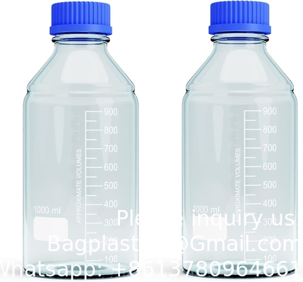 Bouteilles en verre de stockage de 1000 ml Bouteille de stockage de médias ronds    Bouteilles en verre borosilicate    Bouteille de stockage de sonde sûre