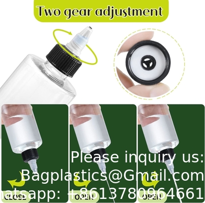 Bouteilles en plastique de 8 oz, distributeur d'huile claire Applicateur de bouteille goutteuse avec bouchon supérieur tordu